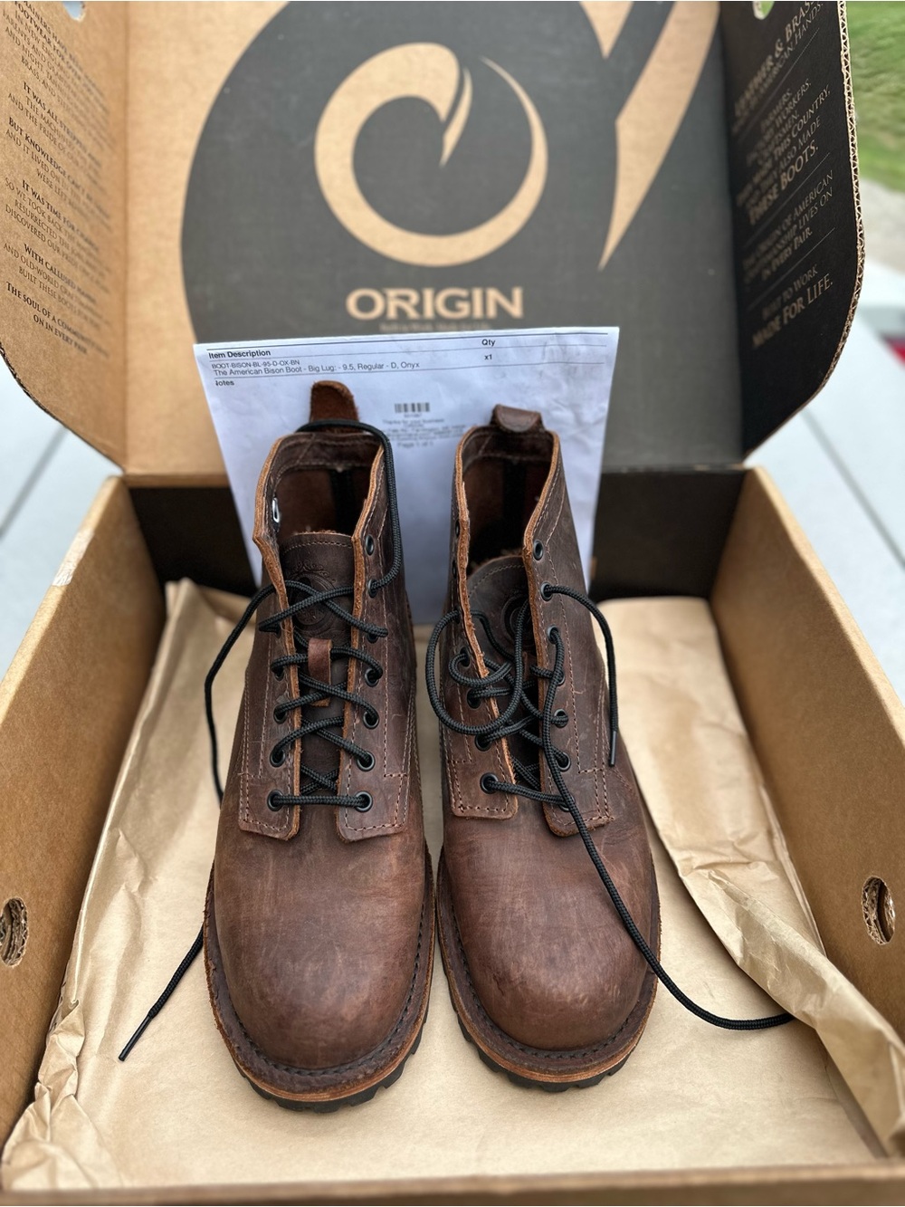 Origins Men's Dark Brown Leather Lace-Up Work Boots